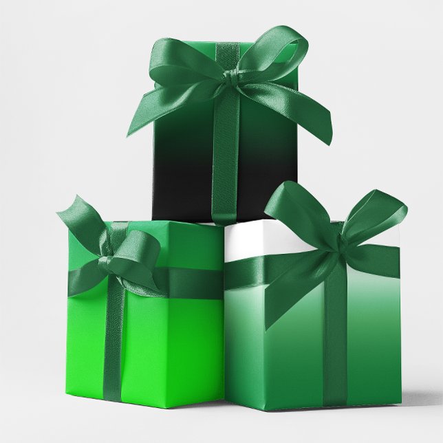 Hoja De Papel De Regalo Lime blanca negra y la combinación de tonos verde  (Black White Lime and Kelly Green Ombre Mix Wrapping Paper Sheets)