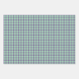 Hoja De Papel De Regalo Lime Green Purple Plaid Classic Pattern