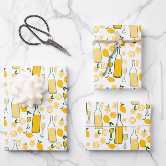 Hoja De Papel De Regalo Limonada de Limoncello Limones Cumpleaños Despedid (Anverso)