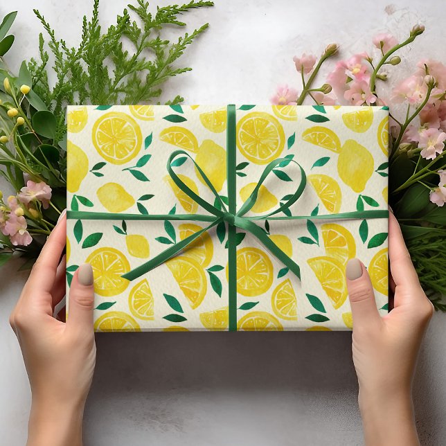 Hoja De Papel De Regalo Limones acuarelas - amarillo y verde (Subido por el creador)