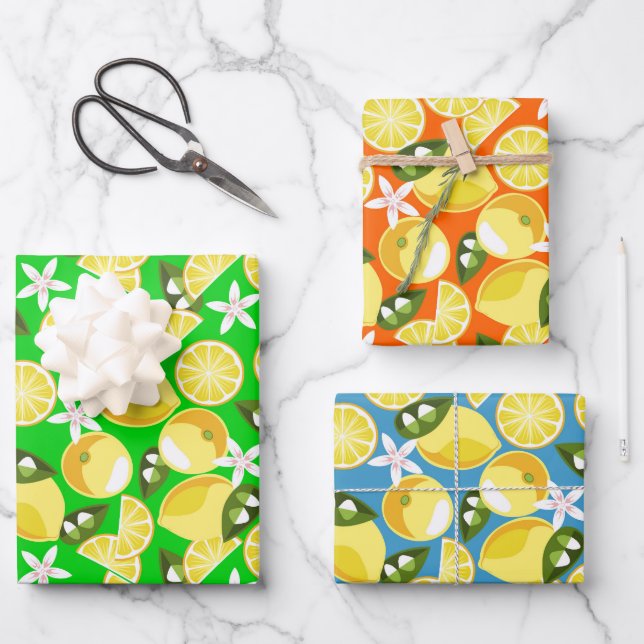 Hoja De Papel De Regalo Limones Frescos (Anverso)