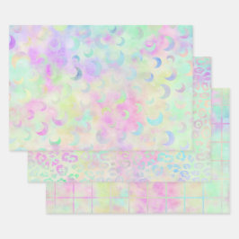 Hoja De Papel De Regalo Lindo holográfico de colores lluviosos