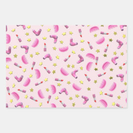 Hoja De Papel De Regalo lindo patrón de icono de belleza femenina