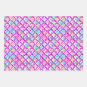 Hoja De Papel De Regalo Lindo patrón de mosaico cuadrado de diamante kawai