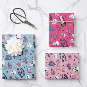 Hoja De Papel De Regalo Lindo patrón de Rosa de corazón absurdo contra el