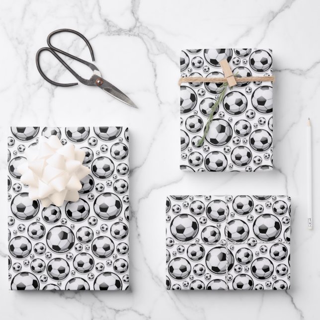 Hoja De Papel De Regalo lindo Patrón deportivo de fútbol (Anverso)