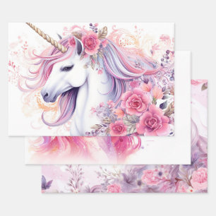 Hoja De Papel De Regalo Lindo Unicornio Mágico