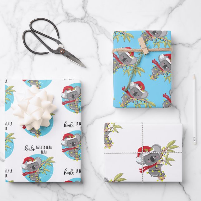 Hoja De Papel De Regalo lindo y gracioso tarjeta de Navidades koala fa la  (Anverso)