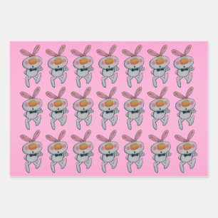 Hoja De Papel De Regalo Lindos Bunnies Blancos Naranjas Narillas Thumbs Ar