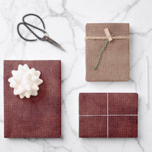 Hoja De Papel De Regalo Línea de Faux Roja Profunda