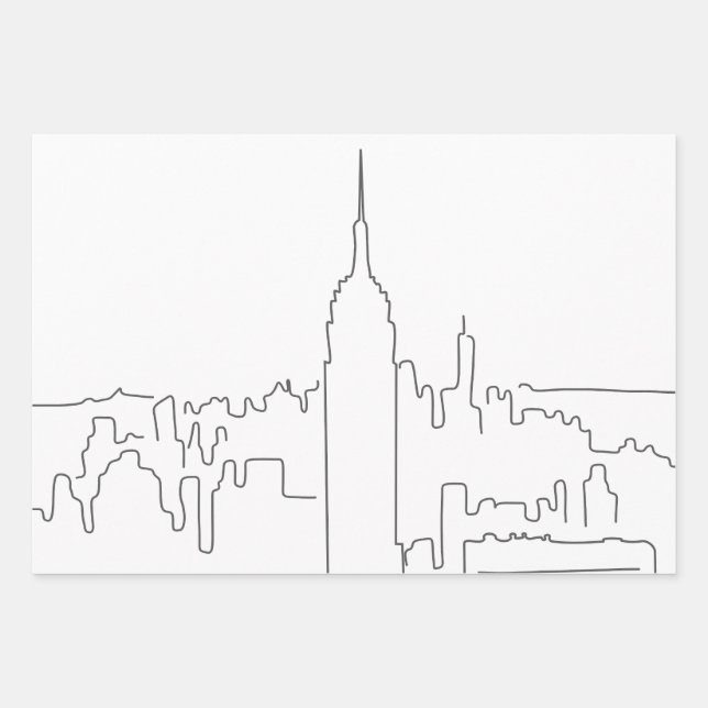 Hoja De Papel De Regalo Línea Mínima de la Ciudad de Nueva York (Anverso 2)