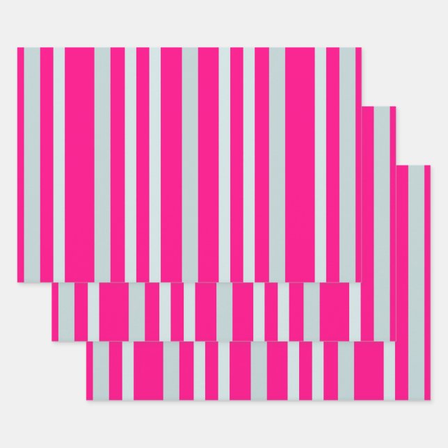 Hoja De Papel De Regalo Línea Verde Gris Gris Estriba En Bonito En Rosa (Set)