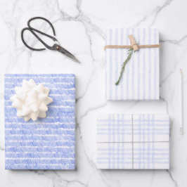 Hoja De Papel De Regalo Linear Blue Lines And Stripes Pattern Papers