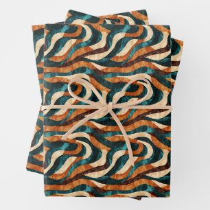 Hoja De Papel De Regalo Líneas abstractas giratorias en azul verdoso / nar