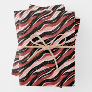 Hoja De Papel De Regalo Líneas abstractas rojas / negras / blancas