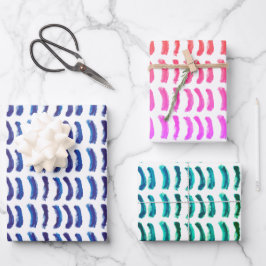 Hoja De Papel De Regalo Líneas azules de pintura al óleo Minimalista simpl