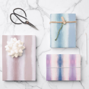 Hoja De Papel De Regalo Líneas de acuarela púrpura rosa de color rosa de c