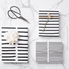 Hoja De Papel De Regalo Líneas dibujadas de la mano de color blanco y negr