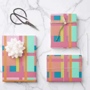 Hoja De Papel De Regalo Líneas geométricas reproducidas y jugadas en azul