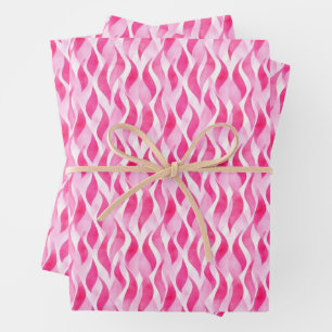 Hoja De Papel De Regalo Líneas onduladas de acuarela con degradado rosa en