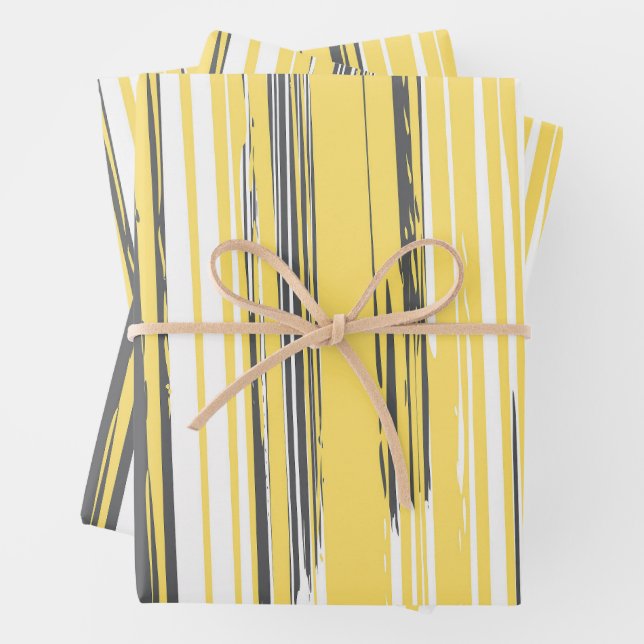 Hoja De Papel De Regalo Líneas pintadas a mano - amarillo (In situ)