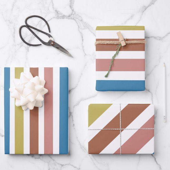 Hoja De Papel De Regalo Líneas rayadas (Anverso)