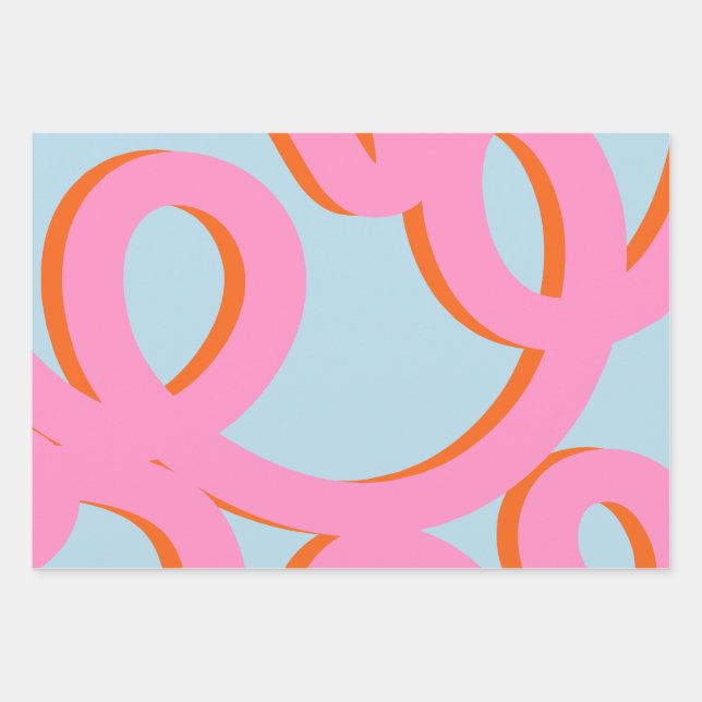 Hoja De Papel De Regalo Líneas Resumen Rosa Y Azul (Anverso)