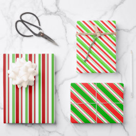 Hoja De Papel De Regalo Líneas temáticas de Navidades de color verde, blan