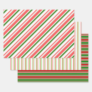 Hoja De Papel De Regalo Líneas temáticas de Navidades de color verde, blan