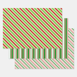 Hoja De Papel De Regalo Líneas temáticas de Navidades de color verde, blan