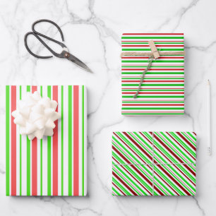 Hoja De Papel De Regalo Líneas temáticas de Navidades de color verde, blan