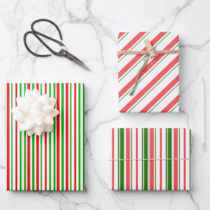 Hoja De Papel De Regalo Líneas temáticas de Navidades de color verde, blan