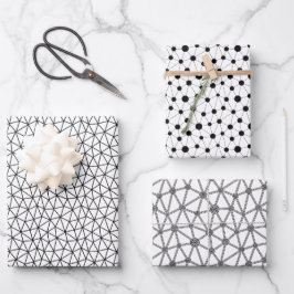 Hoja De Papel De Regalo Líneas y puntos en blanco y negro