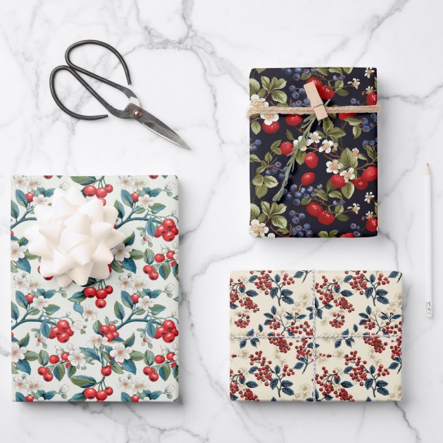 Hoja De Papel De Regalo Lingon Berry (Anverso)