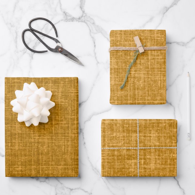 Hoja De Papel De Regalo Lino Amarillo Oscuro (Anverso)