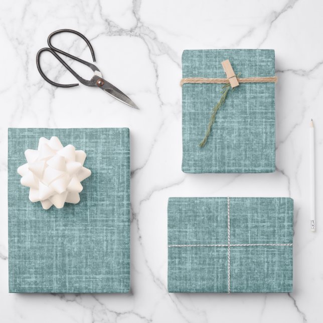 Hoja De Papel De Regalo Lino Verde Pino (Anverso)