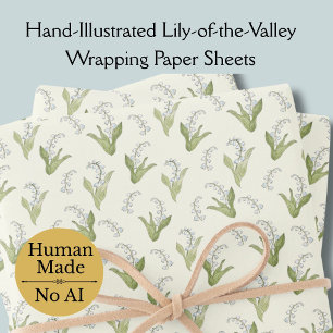 Hoja De Papel De Regalo Lirio de los Valles Dibujado a Mano Floral Primave