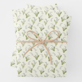 Hoja De Papel De Regalo Lirio de Valle Dibujado a Mano Floral de Primavera