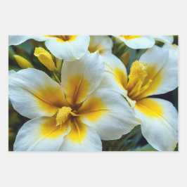 Hoja De Papel De Regalo Lirios blancos con centros amarillos brillantes