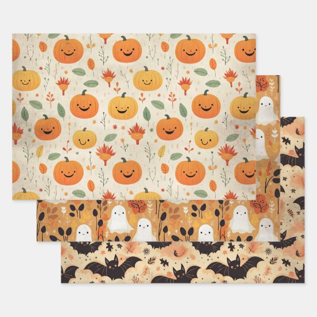 Hoja De Papel De Regalo Little Boo Halloween Pattern Baby Shower (Set)