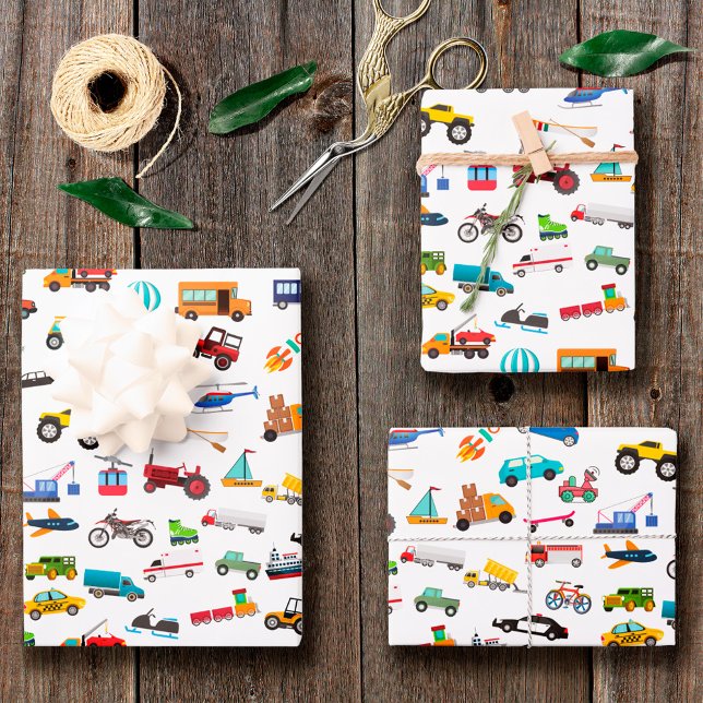 Hoja De Papel De Regalo Little Boy Things That Move Vehicle Cars Kid (Subido por el creador)
