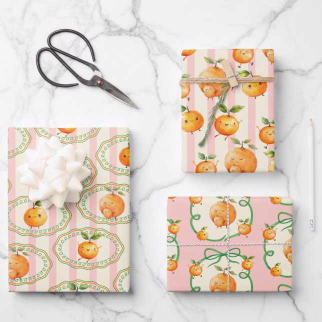 Hoja De Papel De Regalo Little Cutie Naranja Baby Shower (Anverso)