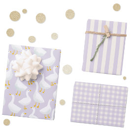 Hoja De Papel De Regalo Little Goose Geese Lilac Purple