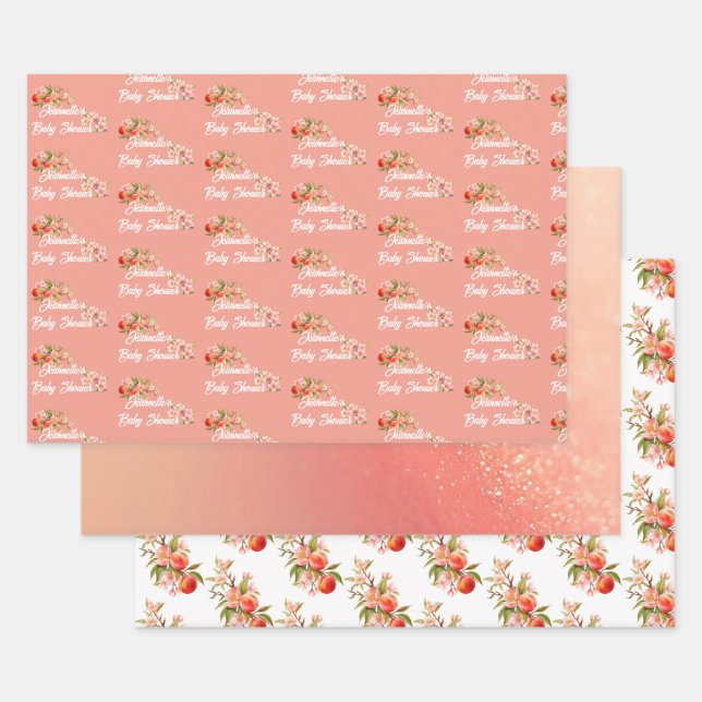 Hoja De Papel De Regalo Little Peach on The Way Baby Shower (Set)