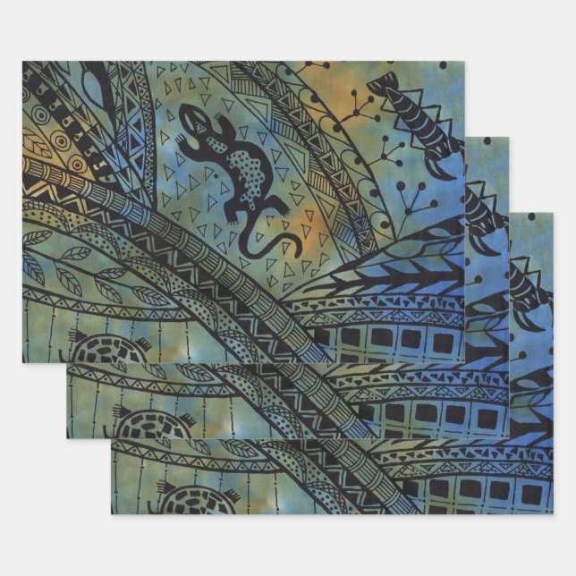 Hoja De Papel De Regalo Lizard Batik (Set)
