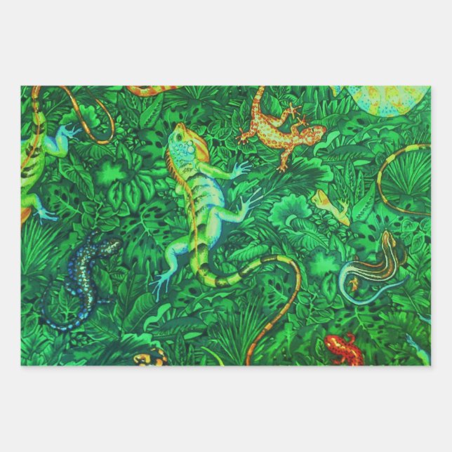 Hoja De Papel De Regalo Lizards Batik (Anverso)