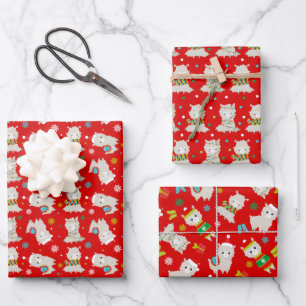 Hoja De Papel De Regalo Llamas festivas navidades en rojo