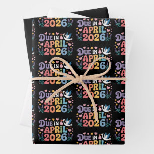 Hoja De Papel De Regalo Llegando abril 2026 Fecha de parto Embarazo de mam