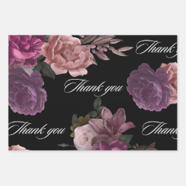 Hoja De Papel De Regalo Lluvia floral oscura en acuarela para despedida de