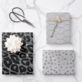 Hoja De Papel De Regalo Lluvias de copo de nieve con leopardo de las gafas